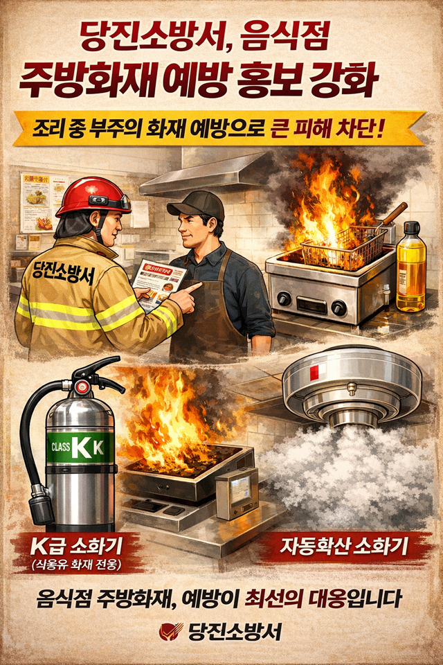 당진소방서, 음식점 주방화재 예방 집중 홍보…소규모 화재가 대형 참사로 번지기 전 차단.png