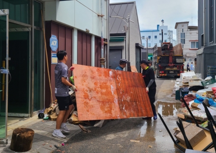 전국노점상당진연합회, 전통시장 수해 복구 지원 나서