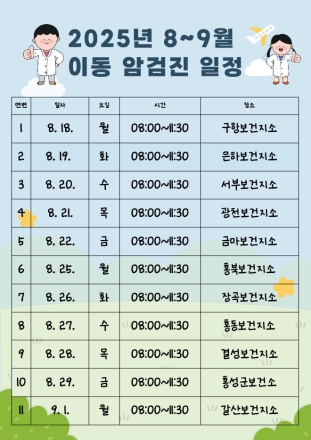 홍성군, 18일부터 찾아가는 이동 건강검진