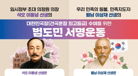 충남 대표 독립운동가 이동녕·이상재 서훈 상향 추진