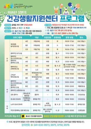 홍성군 건강생활지원센터, 신체활동 프로그램 참여자 모집