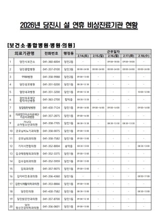 당진시, 설 연휴 응급의료 공백‘제로’ 총력