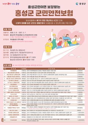 홍성군민이라면 ‘군민안전보험’ 누구나 자동 가입