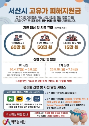 서산시, 고유가 피해 지원금 지급 ‘230여억 원 편성’