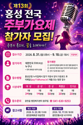 제13회 홍성 전국주부가요제, 참가자 모집