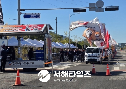 당진 석문산단 건설현장, 장비 투입 갈등에 '양대 노총' 맞불 집회… 노·노 갈등 최고조