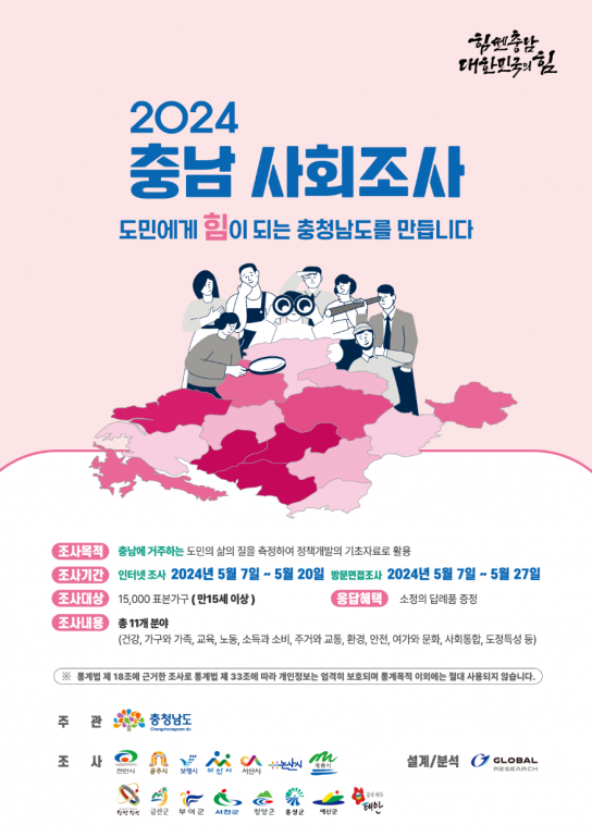 서산시, 7일부터 ‘2024 충남 사회조사’ 실시