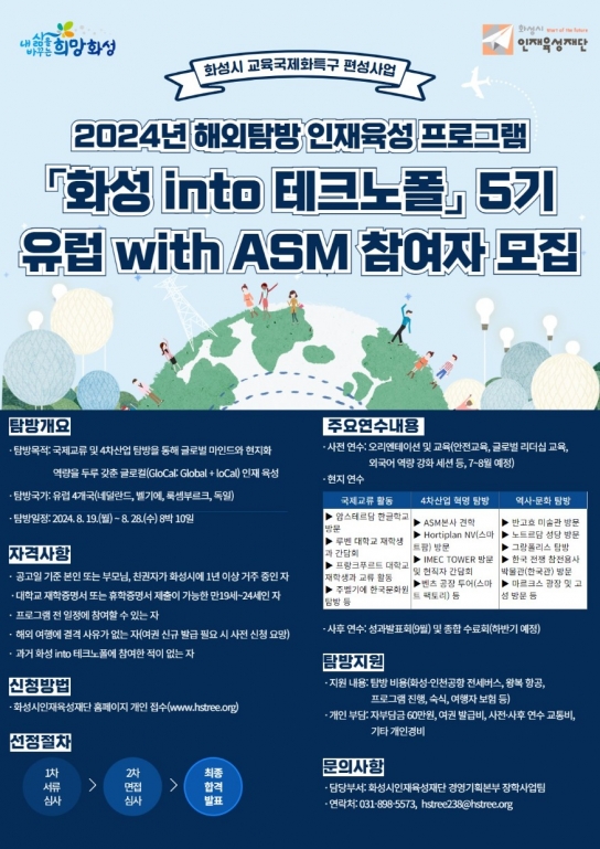 화성시, 글로벌 인재 육성을 위한 화성into테크노폴5기 탐방단 모집
