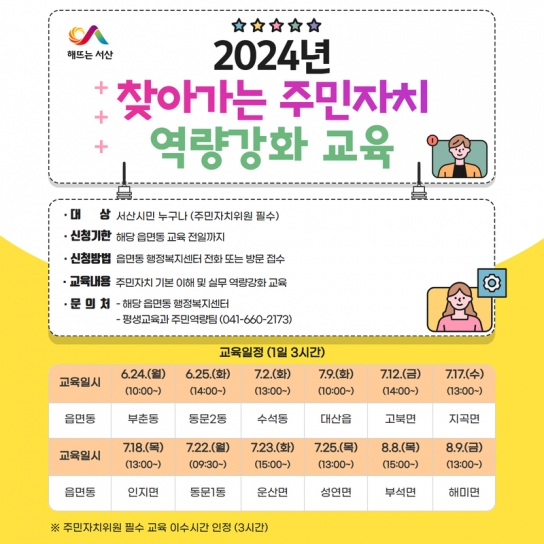 서산시, 2024년 찾아가는 주민자치 역량 강화교육 운영