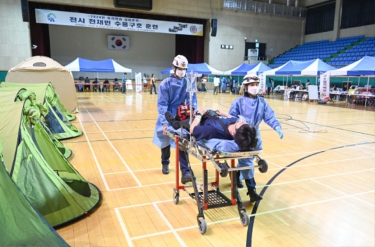 홍성군, 전재민 수용구호 실제훈련 실시