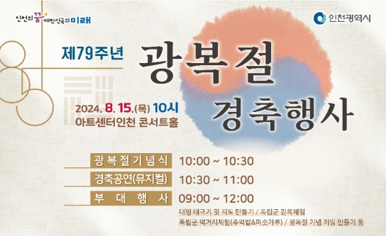 인천시, 제79주년 광복절, 아트센터인천에서 감동의 경축 행사 펼쳐져