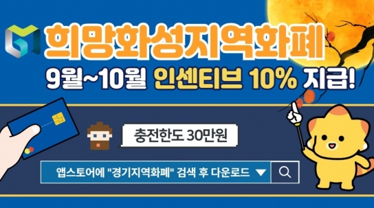 화성시, 추석맞이 9~10월 지역화폐 인센티브 10%로 상향