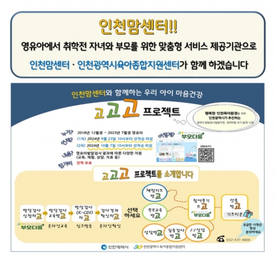 인천시, 우리 아이 발달 특성이 궁금하다면, 인천맘센터에 신청하세요