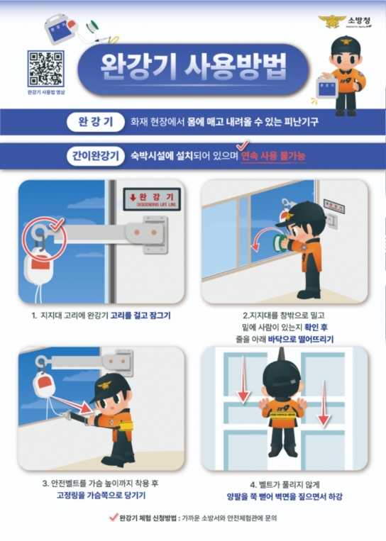 당진소방서, 숙박시설 대상 완강기 사용법 홍보 강화