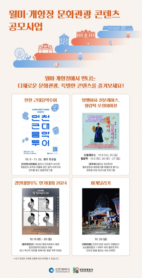 인천시, 음악에서 격투기까지, 월미도·개항장의 다채로운 관광 콘텐츠가 온다