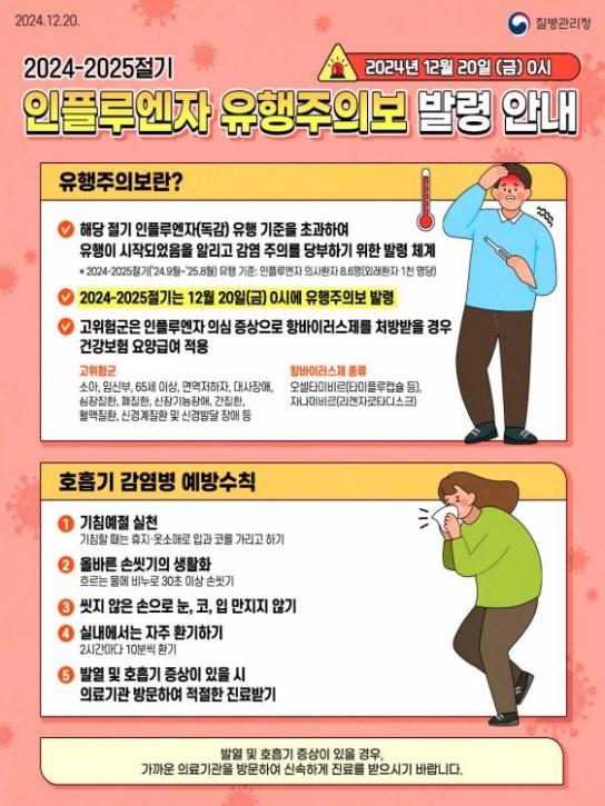 인플루엔자 유행주의보! “백신 접종 하세요”