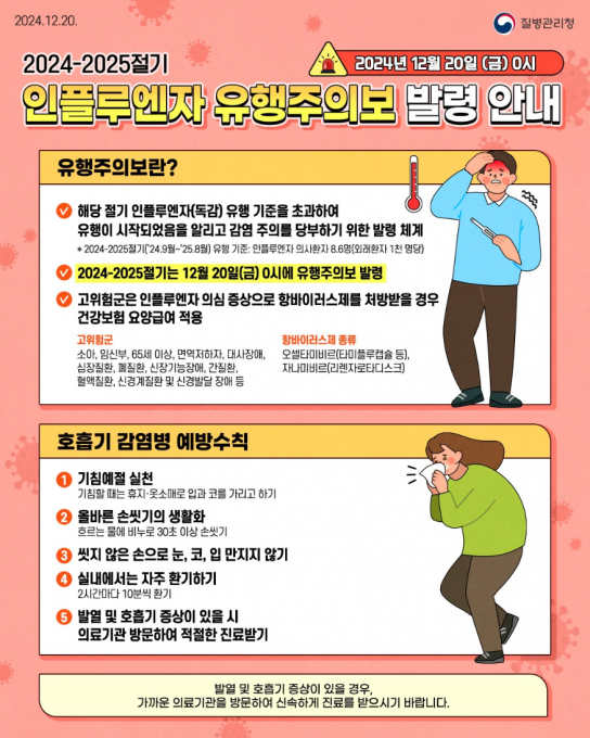홍성군, ‘독감 유행주의보’ 개인 위생 철저 당부!!