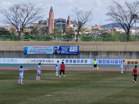 당진경찰서, 당진시민 축구단 개막식에서  보이스피싱과 마약 근절 홍보 활동 전개